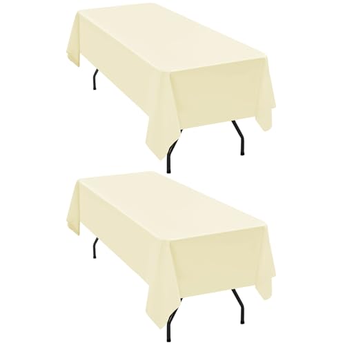 2er-Pack beige Tischdecken, 153 x 260 cm, Tischdecken aus Polyestergewebe, rechteckig für 1,8 m große Tische, beige Tischdecken, Tischdecken für Hochzeit, Geburtstag, Party, Bankett-Tischdekoration 2er-Pack beige Tischdecken, 153 x 260 cm, Tischdecken aus Polyestergewebe, rechteckig für 1,8 m große Tische, beige Tischdecken, Tischdecken für Hochzeit, Geburtstag, Party, Bankett-Tischdekoration von YMHPRIDE