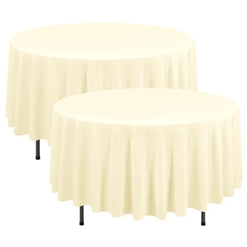 2er-Pack beige runde Tischdecken, 229 cm, Polyester, runde Tischdecken, Flecken- und resistent, waschbar, runde Tischdecke, Tischdecke für Hochzeit, Geburtstag, Partys, Bankett, Tischdekoration 2er-Pack beige runde Tischdecken, 229 cm, Polyester, runde Tischdecken, Flecken- und resistent, waschbar, runde Tischdecke, Tischdecke für Hochzeit, Geburtstag, Partys, Bankett, Tischdekoration von YMHPRIDE