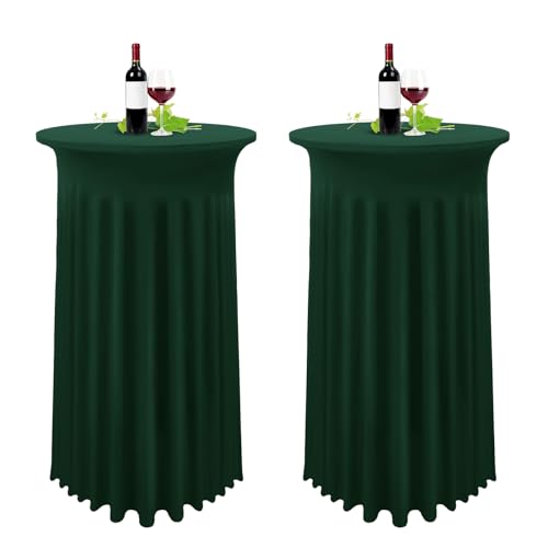 2er-Set Stretch Stehtisch Husse für Bistrotisch Dunkelgrün Ø 80-85 cm Grün Spandex Stretch Tischdecke mit Rock, Tischrock Für Hochzeit Geburtstagsfeier Bankett und Bistrotische(80×110cm,Dunkelgrün) 2er-Set Stretch Stehtisch Husse für Bistrotisch Dunkelgrün Ø 80-85 cm Grün Spandex Stretch Tischdecke mit Rock, Tischrock Für Hochzeit Geburtstagsfeier Bankett und Bistrotische(80×110cm,Dunkelgrün) von YMHPRIDE