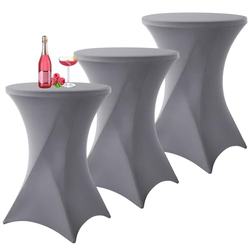 3er-Set Grau Stretch Stehtisch Husse für Bistrotisch Ø80-85 cm Spandex Stretch Tischdecke, Verstärkung im Fußbereich, Für Hochzeit Geburtstagsfeier Bankett Stehtische Bistrotische(80×110cm,Hellgrau) 3er-Set Grau Stretch Stehtisch Husse für Bistrotisch Ø80-85 cm Spandex Stretch Tischdecke, Verstärkung im Fußbereich, Für Hochzeit Geburtstagsfeier Bankett Stehtische Bistrotische(80×110cm,Hellgrau) von YMHPRIDE