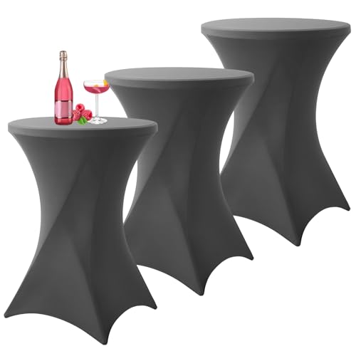3er-Set Grau Stretch Stehtisch Husse für Bistrotisch Ø80-85 cm Spandex Stretch Tischdecke, Verstärkung im Fußbereich, Für Hochzeit Geburtstagsfeier Bankett Stehtische Bistrotische(80×110cm,Dunkelgrau) 3er-Set Grau Stretch Stehtisch Husse für Bistrotisch Ø80-85 cm Spandex Stretch Tischdecke, Verstärkung im Fußbereich, Für Hochzeit Geburtstagsfeier Bankett Stehtische Bistrotische(80×110cm,Dunkelgrau) von YMHPRIDE