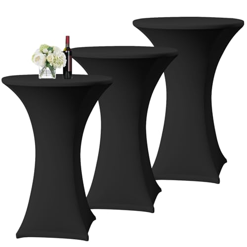 3er-Set Schwarz Stretch Stehtisch Husse für Bistrotisch Ø 60-65 cm Spandex Stretch Tischdecke, Verstärkung im Fußbereich Für Hochzeit Geburtstagsfeier Bankett Stehtische und Bistrotische(60×110cm) 3er-Set Schwarz Stretch Stehtisch Husse für Bistrotisch Ø 60-65 cm Spandex Stretch Tischdecke, Verstärkung im Fußbereich Für Hochzeit Geburtstagsfeier Bankett Stehtische und Bistrotische(60×110cm) von YMHPRIDE