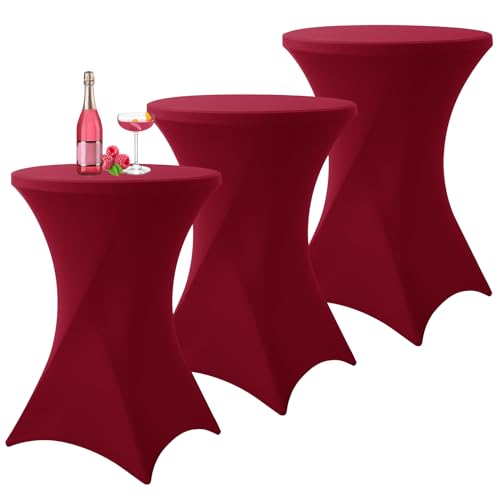 3er-Set Stretch Stehtisch Husse für Bistrotisch Burgunder Rot Ø80-85 cm Spandex Stretch Tischdecke, Verstärkung im Fußbereich Für Hochzeit Geburtstagsfeier Bankett und Bistrotische(80×110cm,Weinrot) 3er-Set Stretch Stehtisch Husse für Bistrotisch Burgunder Rot Ø80-85 cm Spandex Stretch Tischdecke, Verstärkung im Fußbereich Für Hochzeit Geburtstagsfeier Bankett und Bistrotische(80×110cm,Weinrot) von YMHPRIDE