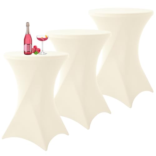3er-Set Stretch Stehtisch Husse für Bistrotisch Hell Beige Ø 80-85 cm Spandex Stretch Tischdecke, Verstärkung im Fußbereich Für Hochzeit Geburtstagsfeier Bankett und Bistrotische(80×110cm,Elfenbein) 3er-Set Stretch Stehtisch Husse für Bistrotisch Hell Beige Ø 80-85 cm Spandex Stretch Tischdecke, Verstärkung im Fußbereich Für Hochzeit Geburtstagsfeier Bankett und Bistrotische(80×110cm,Elfenbein) von YMHPRIDE