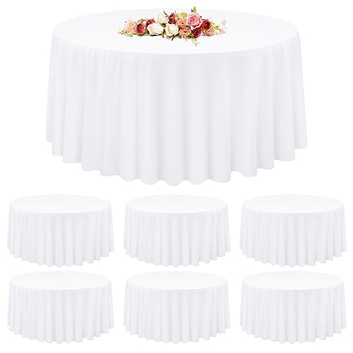 6 Packungen weiße runde Tischdecken aus Polyester, 305 cm runde Tischdecke, Flecken- und knitterfrei, waschbare Tischdecke für Hochzeiten,Partys,Bankette,Buffettische, Feiertage, Esstische dekorieren 6 Packungen weiße runde Tischdecken aus Polyester, 305 cm runde Tischdecke, Flecken- und knitterfrei, waschbare Tischdecke für Hochzeiten,Partys,Bankette,Buffettische, Feiertage, Esstische dekorieren von YMHPRIDE