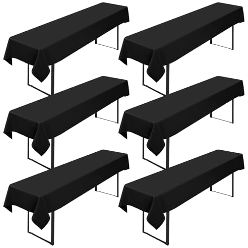 6 Stück Biertisch Tischdecke,für 50-70 cm Tischbreite, Schwarz Biertisch Biertischhussen Bierzeltgarnitur Rechteckige Tischdecken Waschbar 100x250cm für Gartenbankett-Gartenmöbel von YMHPRIDE