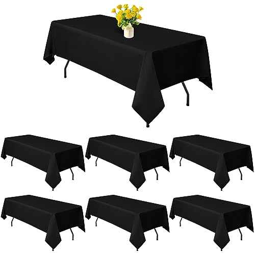 6er-Pack Schwarze Tischdecken, 153 x 320 cm, Tischdecken aus Polyestergewebe für 2,4 m große rechteckige Tische, Flecken- und knitterfrei, waschbare Tischdecke für Hochzeit,Geburtstag,Party,Halloween von YMHPRIDE