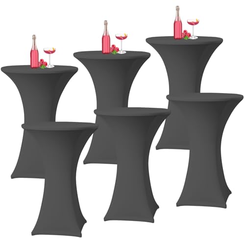 6er-Set Grau Stretch Stehtisch Husse für Bistrotisch Ø60-65 cm Spandex Stretch Tischdecke, Verstärkung im Fußbereich, Für Hochzeit Geburtstagsfeier Bankett Stehtische Bistrotische(60×110cm,Dunkelgrau) 6er-Set Grau Stretch Stehtisch Husse für Bistrotisch Ø60-65 cm Spandex Stretch Tischdecke, Verstärkung im Fußbereich, Für Hochzeit Geburtstagsfeier Bankett Stehtische Bistrotische(60×110cm,Dunkelgrau) von YMHPRIDE