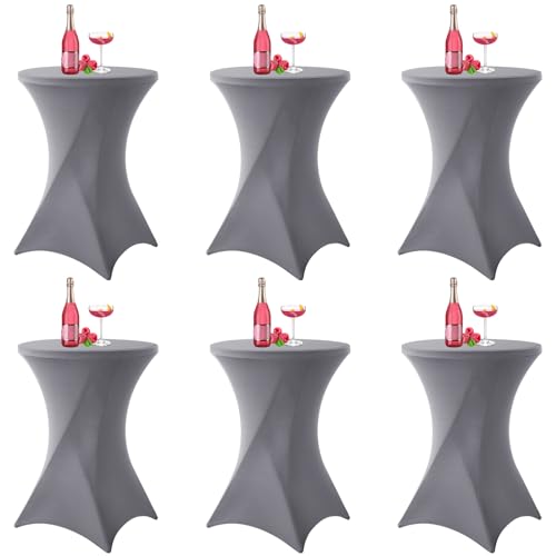 6er-Set Grau Stretch Stehtisch Husse für Bistrotisch Ø80-85 cm Spandex Stretch Tischdecke, Verstärkung im Fußbereich, Für Hochzeit Geburtstagsfeier Bankett Stehtische Bistrotische(80×110cm,Hellgrau) 6er-Set Grau Stretch Stehtisch Husse für Bistrotisch Ø80-85 cm Spandex Stretch Tischdecke, Verstärkung im Fußbereich, Für Hochzeit Geburtstagsfeier Bankett Stehtische Bistrotische(80×110cm,Hellgrau) von YMHPRIDE