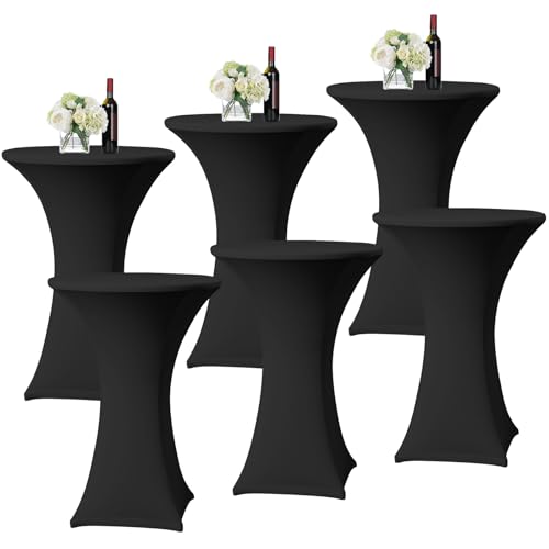 6er-Set Schwarz Stretch Stehtisch Husse für Bistrotisch Ø 60-65 cm Spandex Stretch Tischdecke, Verstärkung im Fußbereich Für Hochzeit Geburtstagsfeier Bankett Stehtische und Bistrotische(60×110cm) 6er-Set Schwarz Stretch Stehtisch Husse für Bistrotisch Ø 60-65 cm Spandex Stretch Tischdecke, Verstärkung im Fußbereich Für Hochzeit Geburtstagsfeier Bankett Stehtische und Bistrotische(60×110cm) von YMHPRIDE