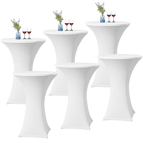 6er-Set Weiß Stretch Stehtisch Husse für Bistrotisch Ø 60-65 cm Spandex Stretch Tischdecke, Verstärkung im Fußbereich Für Hochzeit Geburtstagsfeier Bankett Stehtische und Bistrotische(60×110cm,Weiß) 6er-Set Weiß Stretch Stehtisch Husse für Bistrotisch Ø 60-65 cm Spandex Stretch Tischdecke, Verstärkung im Fußbereich Für Hochzeit Geburtstagsfeier Bankett Stehtische und Bistrotische(60×110cm,Weiß) von YMHPRIDE