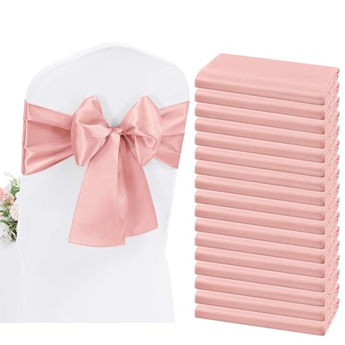 YMHPRIDE 50 Stück Satin-Stuhlschärpen in Roségold, Stuhlschärpen, Schleifen, Schärpen für Hochzeit, Party, Geburtstag, Hotel, Zuhause, Küche, Dekoration (Roségold, 200cm) von YMHPRIDE