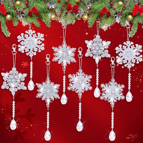 8 Stück Diamond Painting Weihnachten Anhänger Schneeflocken, Diamond Painting Schlüsselanhänger Beidseitig, DIY 5D Diamant Painting Geschenkanhänger Weihnachtsbaumanhänger für Erwachsene Unisex (8) 8 Stück Diamond Painting Weihnachten Anhänger Schneeflocken, Diamond Painting Schlüsselanhänger Beidseitig, DIY 5D Diamant Painting Geschenkanhänger Weihnachtsbaumanhänger für Erwachsene Unisex (8) von YMIFEEY