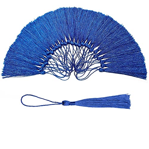 100 Stück Quasten Lesezeichen Quasten 13 cm blau Quaste für Dekorationen, Seidenfaden Quasten für die Herstellung von Schmuck, Lesezeichen Souvenir, DIY Zubehör (Königsblau) von YMJD