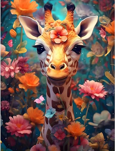 YMJD DIY-Set, Kreuzstich, Stickerei, bedruckt, 11 CT, DIY, Stickerei-Set, Kreuzstich – Giraffe, 36 x 46 cm von YMJD