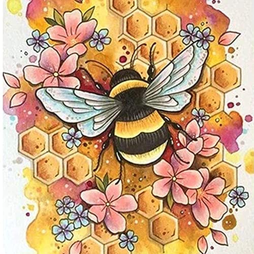 YMJD DIY-Set, Kreuzstich, Stickerei, bedruckt, 11 CT, DIY-Set, Kreuzstich, Motiv: Biene, 36 x 36 cm von YMJD