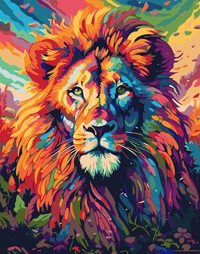 YMNLWZ Malen Nach Zahlen Erwachsene Handgemaltes Ölgemälde-Set Geschenk mit Pinsel und Acrylfarben Erwachsene für Home Decor Paint By Numbers adult, Ohne Rahmen 40X50cm (Löwe) von YMNLWZ