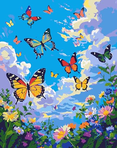 YMNLWZ Malen Nach Zahlen Erwachsene Handgemaltes Ölgemälde-Set Geschenk mit Pinsel und Acrylfarben Erwachsene für Home Decor Paint By Numbers adult, Ohne Rahmen 40X50cm (Schmetterling) von YMNLWZ