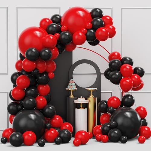 Rot-schwarze Luftballons Girlande Bogen Kit, 134pcs schwarz und rot Party Ballons mit verschiedenen Größen für Abschlussfeier, Geburtstag, Jubiläum, BBQ Casino, Neujahrsparty-Dekorationen Supplies Rot-schwarze Luftballons Girlande Bogen Kit, 134pcs schwarz und rot Party Ballons mit verschiedenen Größen für Abschlussfeier, Geburtstag, Jubiläum, BBQ Casino, Neujahrsparty-Dekorationen Supplies von YMSZ