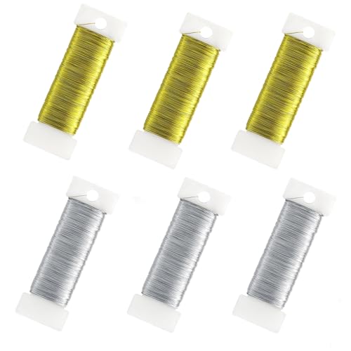 0.35mm x 300m Basteldraht Dünn, 6 Rollen Draht Golddraht zum Basteln Schmuckdraht Floristendraht für DIY Handwerk Schmuckherstellung Bastelarbeiten von YMTWSRY