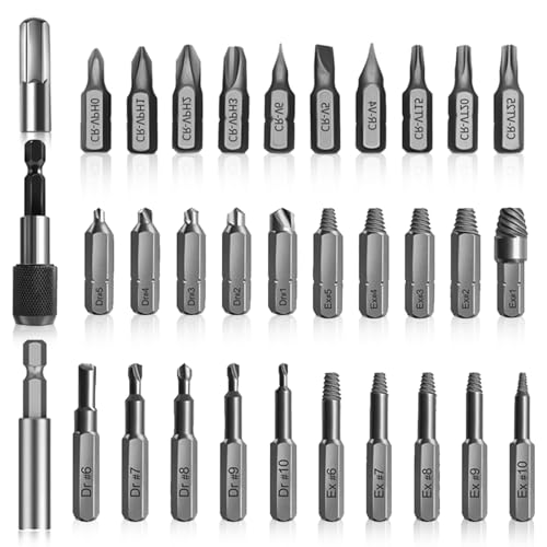 33-teiliges Schraubenausdreher-Set, Werkzeug zum Entfernen beschädigter Schrauben, mit separatem Polieren und magnetischem Verlängerungs-Bithalter für beschädigte Schrauben oder Bolzen, 2–12 mm, SE22 33-teiliges Schraubenausdreher-Set, Werkzeug zum Entfernen beschädigter Schrauben, mit separatem Polieren und magnetischem Verlängerungs-Bithalter für beschädigte Schrauben oder Bolzen, 2–12 mm, SE22 von YMTWSRY