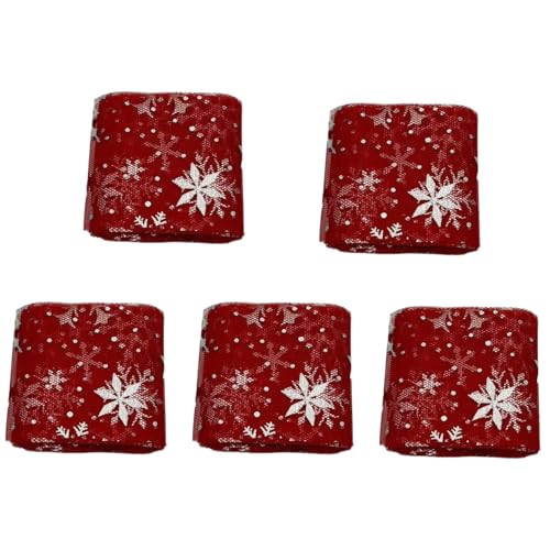 YMWALK Glitzer-Schneeflockenband, 6 cm x 4,5 m, Tüll mit Draht für Geschenkdekorationen, Bastelarbeiten, Tutu-Röcke und Weihnachtsfeiern, Rot, 5 Rollen YMWALK Glitzer-Schneeflockenband, 6 cm x 4,5 m, Tüll mit Draht für Geschenkdekorationen, Bastelarbeiten, Tutu-Röcke und Weihnachtsfeiern, Rot, 5 Rollen von YMWALK