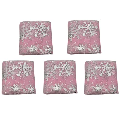 YMWALK Glitzerndes Schneeflockenband, 6 cm x 4,5 m, Tüll mit Draht für Geschenkdekorationen, Bastelarbeiten, Tutu-Röcke und Weihnachtsfeiern, Rosa, 5 Rollen YMWALK Glitzerndes Schneeflockenband, 6 cm x 4,5 m, Tüll mit Draht für Geschenkdekorationen, Bastelarbeiten, Tutu-Röcke und Weihnachtsfeiern, Rosa, 5 Rollen von YMWALK