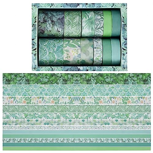 YMWALK Washi Tape, 12 Rollen Dekorative Klebeband Bunte Blumen Poster Tape Scrapbooking Tape für DIY Kunst & Handwerk und Geschenkverpackung, Urlaubsdekoration, Büro Bullet Journal (Farbe-07) von YMWALK