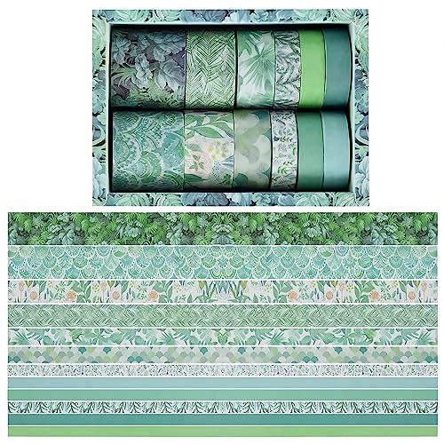 YMWALK Washi Tape, 12 Rollen Dekorative Klebeband Bunte Blumen Poster Tape Scrapbooking Tape für DIY Kunst & Handwerk und Geschenkverpackung, Urlaubsdekoration, Büro Bullet Journal (Farbe-07) von YMWALK