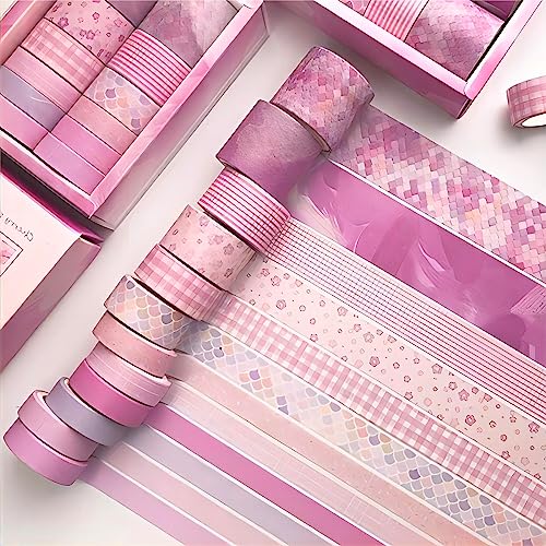 YMWALK Washi Tape, 12 Rollen Dekorative Klebeband Bunte Blumen Poster Tape Scrapbooking Tape für DIY Kunst & Handwerk und Geschenkverpackung, Urlaubsdekoration, Büro Bullet Journal (Farbe-08) von YMWALK