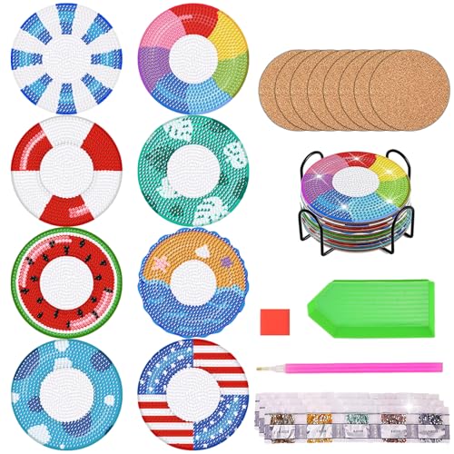 Diamond Painting Untersetzer mit Halter,8 Stück 5D Diamant Painting DIY Set für Kinder Erwachsene Basteln,Anfänger Diamant Tassenuntersetzer rutschfest fur Tassen,Weingläser,Party und Geschenk Diamond Painting Untersetzer mit Halter,8 Stück 5D Diamant Painting DIY Set für Kinder Erwachsene Basteln,Anfänger Diamant Tassenuntersetzer rutschfest fur Tassen,Weingläser,Party und Geschenk von YMXZNB