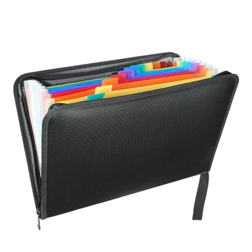 Fächermappe A4, wasserdichte Dokumenten-Organizer-Tasche, tragbarer Ordner, Akkordeonmappe mit 12 mehrfarbigen Taschen von YMYGCC