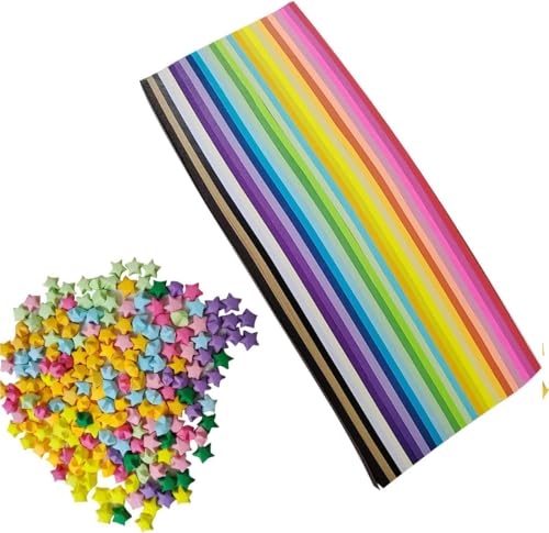 YNDJK 540 Streifen Origami Sterne Papierstreifen Package, Origami Papier Sterne, 27 Farben, geeignet für Bastelarbeiten in der Schule(Rainbow Colors) von YNDJK