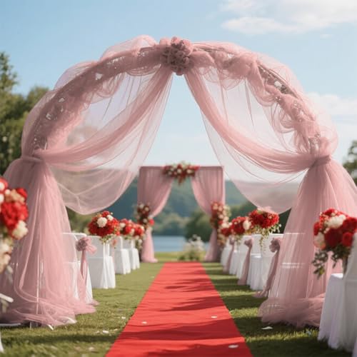 3m x 160cm Soft Tüllstoff,Tüll Stoff Rolle Tüllband,Tisch Deko,Organza Stoff,Netzstoff Dekostoff Drapierstoff für Arbor Hochzeit Vorhang Hochzeitsbogen Torbogen Zeremonie Kleid Tüllrock Schleier(Rosa) von YNNHUDEEP