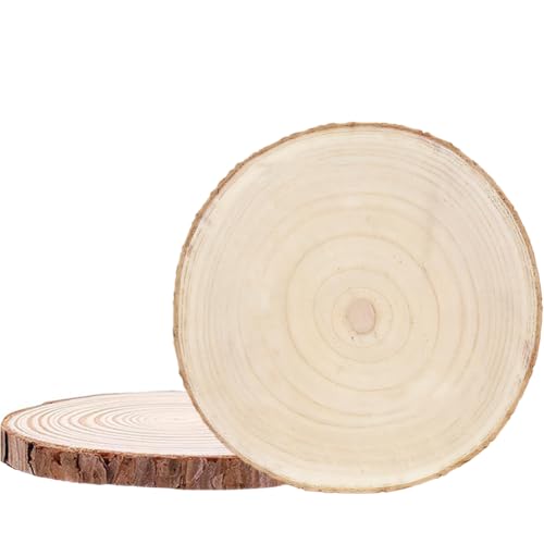 Holzscheiben Deko Baumscheibe DIY - 2 Stück 23-26cm 2cm Dick Unbehandelte Holzscheiben zum Basteln, für DIY Handwerk Holz-Scheiben Hochzeit Weihnachten Dekoration von YNNHUDEEP