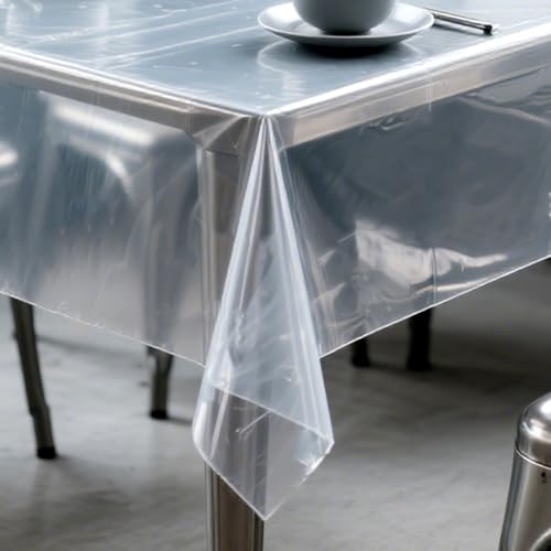 Tischdecke Transparente Tischfolie,wasserdichte und abwaschbare aus PVC für den Outdoor Schützen Sie Ihren Tisch vor Schmutz (Transparent, 140 * 160cm) von YNNHUDEEP