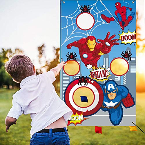 QICIG Superhero Toss Games-Throwing Game Banner with 3 Bean Bags-Superhero Party Supplies for Kids and Adults Indoor Outdoor Superhero Party Decorations Kids Carnival Games von YNOUU