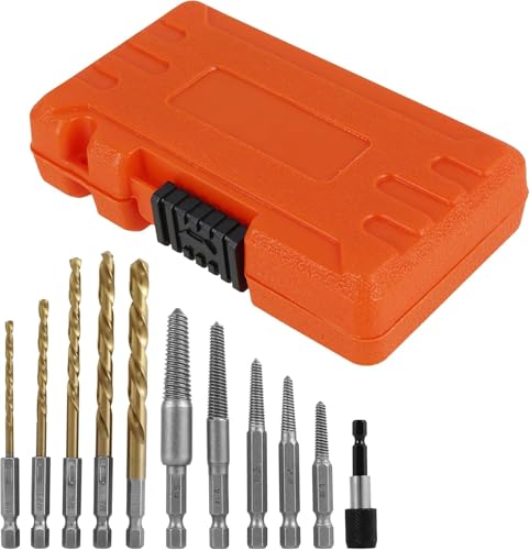 Schraubenausdreher Set aus HSS Linksausdreher Set 11 Stück Ausdreher Schrauben Ausdrehwerkzeug zum Bohren und Entfernen beschädigter Schrauben von YNOYMO
