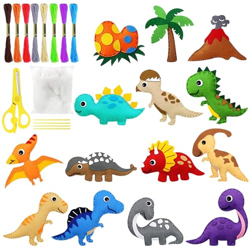 YNOYMO Nähset Basteln kinder Bastelset Nähen Diy Filz Set 14 Stück Filztiere Dinosaurier Nähset mit Farbige Stickgarn Plastiknadeln Schere Füllwatte Nähen für Anfänger Kinder ab 5 6 7 8 9 10 Jahre YNOYMO Nähset Basteln kinder Bastelset Nähen Diy Filz Set 14 Stück Filztiere Dinosaurier Nähset mit Farbige Stickgarn Plastiknadeln Schere Füllwatte Nähen für Anfänger Kinder ab 5 6 7 8 9 10 Jahre von YNOYMO