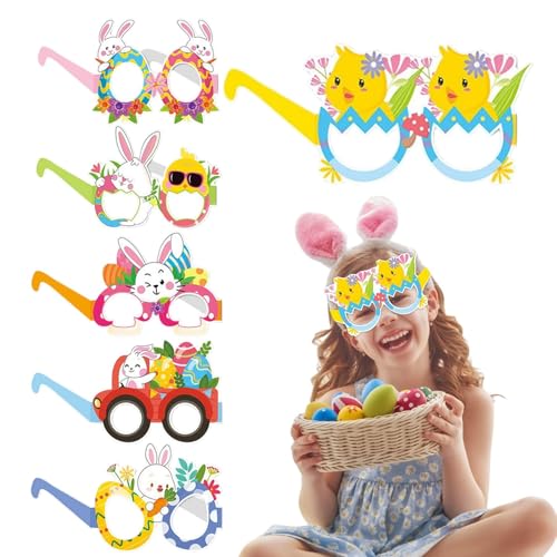 YNPQTDS Osterpapiergläser, Osterhasenbrille,6x Chick Ostern Party Dekorationen Brille Rahmen - Urlaub Brillen für Mädchen Happy Spring Festival Geburtstagsfeier Gunst YNPQTDS Osterpapiergläser, Osterhasenbrille,6x Chick Ostern Party Dekorationen Brille Rahmen - Urlaub Brillen für Mädchen Happy Spring Festival Geburtstagsfeier Gunst von YNPQTDS