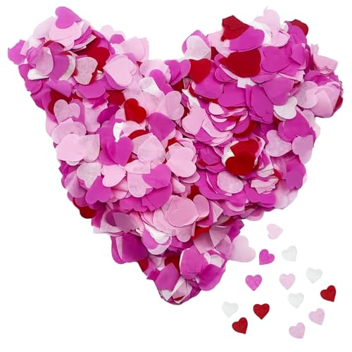 10,000 Stücke Papier Herz Konfetti, Herzen Konfetti, 2,5cm Herz Konfetti Papier Rosa, Hochzeitstisch-Konfetti-Dekoration für Valentinstag,Hochzeit,Luftballons,Tisch,Geschenkbox (Weiß, Rosa, Rose, Rot) 10,000 Stücke Papier Herz Konfetti, Herzen Konfetti, 2,5cm Herz Konfetti Papier Rosa, Hochzeitstisch-Konfetti-Dekoration für Valentinstag,Hochzeit,Luftballons,Tisch,Geschenkbox (Weiß, Rosa, Rose, Rot) von YNR