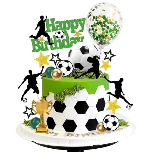 Fußball-Kuchendekorationen, Fußball-Kuchenaufsätze, Geburtstagsdekorationen für Jungen, Fußball-Sport-Thema, Kuchen, Cupcake-Dekorationen für Kinder, Jungen, Männer, Partyzubehör, Kuchenstecker, Grün Fußball-Kuchendekorationen, Fußball-Kuchenaufsätze, Geburtstagsdekorationen für Jungen, Fußball-Sport-Thema, Kuchen, Cupcake-Dekorationen für Kinder, Jungen, Männer, Partyzubehör, Kuchenstecker, Grün von YNR