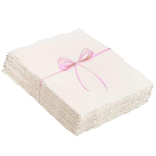 Handgefertigtes Baumwoll-Aquarellpapier, 10,2 x 15,2 cm, 300 g/m², 25 Blatt, Deckled Edge, Weiß von YNR