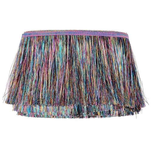 Metallic Lametta Quaste Fransenborte 15cm breit 10 Meter Bunte Polyester Glänzende Faser Spitze für Kostüm Zubehör Party Weihnachten Dekoration von YNR
