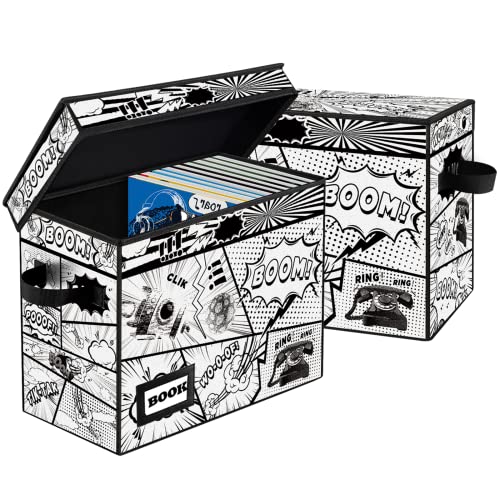 YNSZAS Comic-Aufbewahrungsbox, Cartoon-Rakete, 40,1 x 19,8 x 30 cm, zusammenklappbar, für 160-180 Comic-Bücher, 2 Stück von YNSZAS