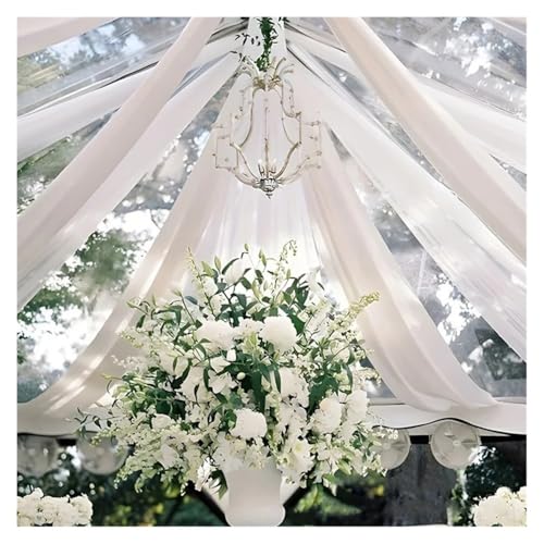 Hochzeitsbogen Vorhang,Querbehang Freihanddeko 6 m Organza-Stoff, transparenter Tüllstoff for DIY-Hochzeit, Organza-Stuhl-Schärpen, Hintergrund, Vorhang, Drapierung, Party-Hängedekoration(White) von YNZUNMY