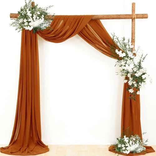 Hochzeitsbogen Vorhang,Querbehang Freihanddeko Chiffon-Hochzeits-Bogen-Drapierstoff, durchsichtige Vorhänge, Drapierung, Zeremonie, Empfang, Hintergrund, Vorhang, Party-Beute, Weihnachten(Rust,70x500c Hochzeitsbogen Vorhang,Querbehang Freihanddeko Chiffon-Hochzeits-Bogen-Drapierstoff, durchsichtige Vorhänge, Drapierung, Zeremonie, Empfang, Hintergrund, Vorhang, Party-Beute, Weihnachten(Rust,70x500c von YNZUNMY