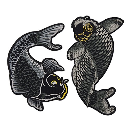 YNuth Koi-Karpfenfisch, bestickt, zum Aufbügeln oder Aufnähen, für Kleidung und Taschen, 2 Stück von YNuth