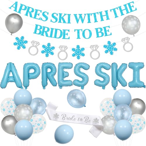 Apres Ski Bachelorette Dekorationen - Blaue Apres Ski mit der zukünftigen Braut Folienballon Banner Set, inklusive Latexballons, Schneeflocke Dekor für Winter Schnee Thema Brautdusche Party Supplies Apres Ski Bachelorette Dekorationen - Blaue Apres Ski mit der zukünftigen Braut Folienballon Banner Set, inklusive Latexballons, Schneeflocke Dekor für Winter Schnee Thema Brautdusche Party Supplies von YO PERREO SOLA