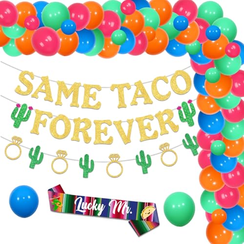 Goldene Ballongirlande mit gleichem Taco-Forever-Thema, mexikanische Fiesta, Junggesellinnenabschied, Dekorationen mit Schärpe, Banner, Girlande, Latex-Luftballons für gleiche Taco-Forever-Mottopartys von YO PERREO SOLA
